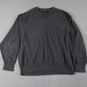 Eddie Bauer Sweater Mens XL Cotton/Cashmere Pullover V-Neck Gray Long Sleeve - Picture 1 of 5
