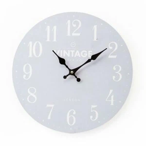 34cm Wall Clock Dove Grey - Wooden Shabby Vintage Chic Design - Picture 1 of 1