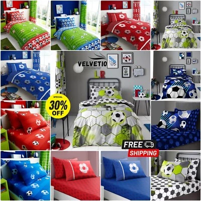 Kids Football Duvet Cover Set OR Matching Fitted Sheet for Boy Girl Single Size - Image 1 of 4