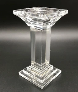 Waterford 👀 ~8" Tall Crystal Metropolitan Pillar Candle Holder Square Base Rare - Picture 1 of 6