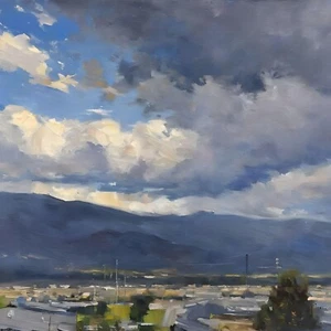 ACEO Kunstkarte Great Smokey Mountains in a Gathering Storm mit viel Blaugrau - Bild 1 von 1