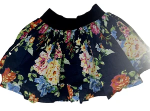 Abercrombie Kids GIRLS Navy Blue Floral Skirt Elastic Waist Lined Short SZ LARGE - Picture 1 of 6