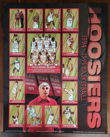 VINTAGE 1994-1995 Indiana University Hoosiers Bob Knight Basketball Poster *WOW Cover