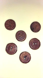 Vintage braun 2 Loch Leder Knöpfe Korb Webmuster 5/8" Menge 6 - Bild 1 von 4