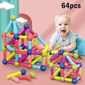 64tlg Kinder Blocks Magnetic Building Magnetische Bausteine Blöcke Spielzeug DE - Bild 1 von 13