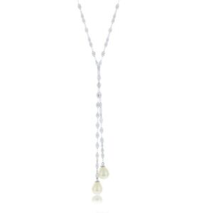 Sterling Silver High Polish Flat Mirror Chain with FWP Lariat Necklace