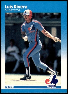 Luis Rivera Montreal Expos 1987 Fleer #330 Baseball Card Shortstop - Image 1 of 2