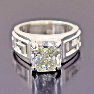 Anillo de diamantes grises de corte radiante certificado de 5,25 quilates raro, sin arancel Foto 1 de 4