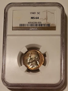 1949 Jefferson Nickel MS64 NGC Nice Toning - Picture 1 of 4