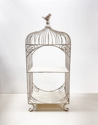 Birdcage Metal 2 Shelf French Country Étagère Shabby Chic Plant Stand Wedding - Image 1 of 4