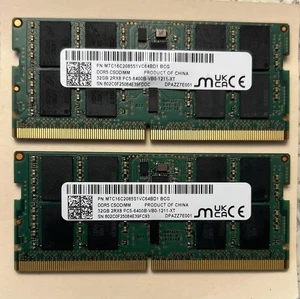 Micron 64GB (2x32GB) DDR5 CSODIMM / SODIMM PC5-6400 RAM  MTC16C2085S1VC64BD1 BCG - Afbeelding 1 van 4