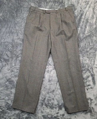 Pantalones de vestir de lana de colección Marks Spencer para hombre 38 cuadros oliva plisados merino hechos en Reino Unido Foto 1 de 4