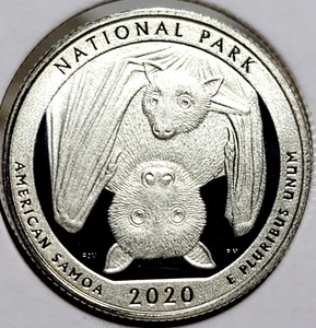 1-2020 S PROOF  QUARTER  SAMOA NATIONAL PARK 99.9% SILVER FRUIT BAT - Picture 1 of 4