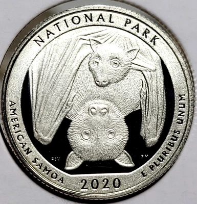 1-2020 S PROOF  QUARTER  SAMOA NATIONAL PARK 99.9% SILVER FRUIT BAT - Image 1 of 4