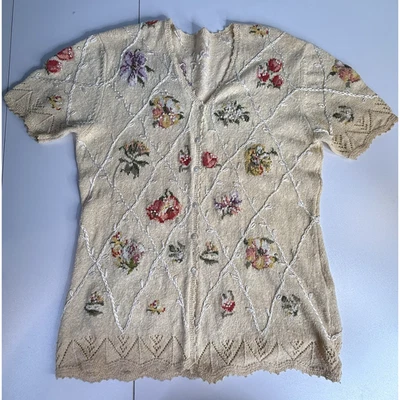 Cárdigan De Colección Susan Bristol Bordado Talla M Delicado Femenino Cottagecore Perla Foto 1 de 4