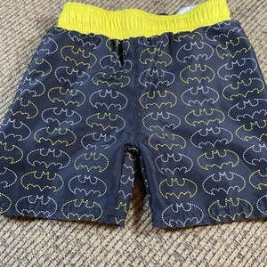 4T Boys Batman Swim Trucks/Suit Black With Batman Logo Lined - Picture 1 of 11