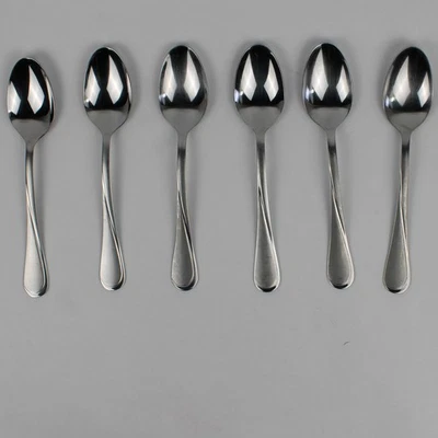 Set of 6 Cambridge Silver Gravity Sand Oval Soup Spoon Stainless 8" Satin Glossy - Image 1 of 4