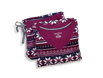 2PC Nautica sz:L Women's Long Sleeve Silky Stretch Fleece Pajama Sleepwear Set - Image 1 of 4