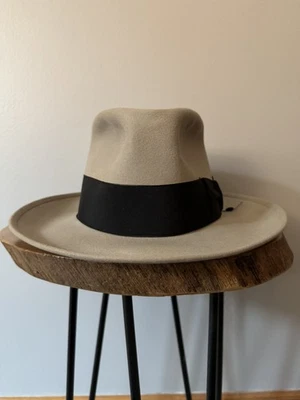¡¡¡OFERTA!!! Sombrero de fieltro de piel de fedora borsalino ala ancha vintage 7 1/4 ¡¡Bonito!!! Foto 1 de 4
