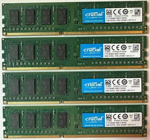 16GB (4×4GB) Crucial DDR3L-1600 PC3-12800 UDIMM 1,35 V Desktop RAM - Bild 1 von 2