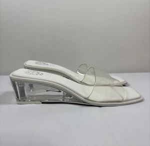 Vince Camuto Womens Beyinds Wedge Mule Sandals Clear/White Sz 7 M  Y2K 90s Retro - Picture 1 of 14