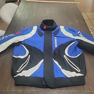 Chaqueta de moto de carreras vintage para hombre Suzuki azul y negra talla XL  Foto 1 de 4