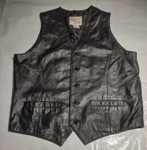 Cripple Creek Men's Black Leather Western Cowboy Style Vest Size L - Picture 1 of 7