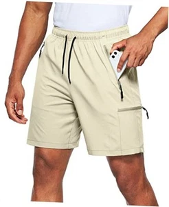 Men's Hiking Cargo Shorts Stretch Quick Dry Lightweight Shorts for Small Khaki - Picture 1 of 7