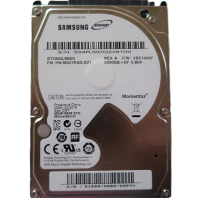 Samsung ST2000LM003 HN-M201RAD/AV1 G1223-H26A 2BC10007 (S34R) 2.5" 2000gb 2015 - Image 1 of 2