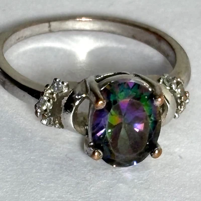 Womens Mystic Topaz Size 7-1/4 Ring .925 Plated - Image 1 of 4