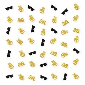 Set of 100 Two Cool Confetti, Happy 2nd Birthday Table Confetti, Gold & Black... - Picture 1 of 6