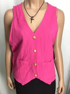 Gilet Hang Ten rosa bottoni legno donna taglia S vintage NOS 190411MFC/WHB - Foto 1 di 8