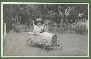 Child's Toy Pedal Car. Young Child Driving c1920, Super Real Photo. - Picture 1 of 3