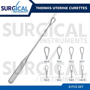 8 Pcs Thomas Uterine Curettes Set 11" OB/Gynecology Instruments German Grade - Picture 1 of 8