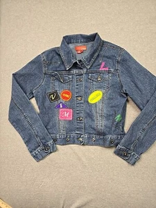 Vintage Lemore Jacket Womens Extra Large Blue Denim Embroidered Patches Y2K 90s - Picture 1 of 16