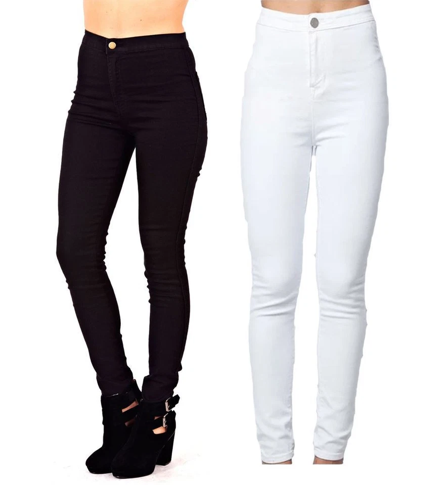 Womens Ladies High Waisted Skinny Slim Fit Stretch Denim Black Jeans Trouser - Image 1 of 1
