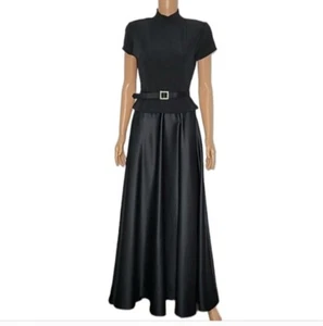 Bari Jay Maxi Dress black Full Length Short Sleeve Size 5/6 Small - Picture 1 of 14