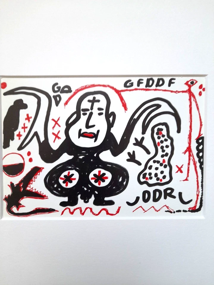 A.R. PENCK -Farboffsetdruck  "Lafontaine greift ein 1990" !! - Bild 1 von 1
