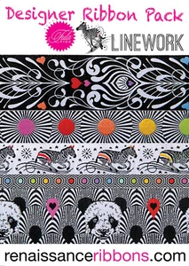 TULA PINK Designer Borte Paket ~ LINIENARBEIT ~ 5 gewebte Jacquard Bänder ~ je 1 Yard - Bild 1 von 1