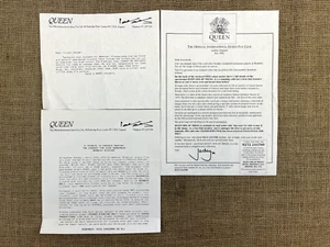 QUEEN OFFICIAL FANCLUB LETTERS WEMBLEY TICKETS FREDDIE MERCURY MUSIC MEMORABILIA - Foto 1 di 5