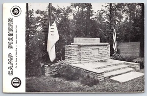 CAMP PIONEER Lake Erie Angola New York Flag Cross NY 1950's postcard D6 - Picture 1 of 2
