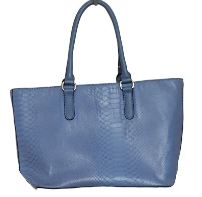 Bolso Cartera Guess Vintage Grande Imitación Cocodrilo Caimán Azul Bolsillos Foto 1 de 4