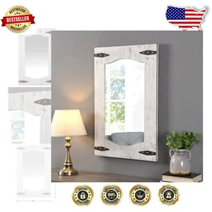 33.5" Rectangular Barn Door Mirror in Tan/Ivory - Perfect for Home Decor - Picture 1 of 8