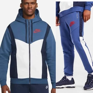 Nike Sportwear Hybrid Full Zip Hoodie and Nike Blue Track Pants Mens Size Large - Picture 1 of 11