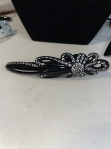 Morsetto Atelier Francese Nero con Cristallo Swarovski Made France NUOVO 4,5” - Foto 1 di 5