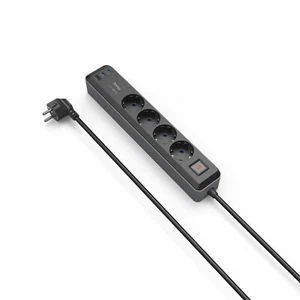 Hama Steckdosenleiste 4-fach m. Schalter + 2x USB-C/1x USB-A Buchse 1,4m Schwarz - Bild 1 von 6