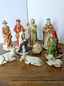 Unmarked Ceramic 10pc Nativity Set - Picture 1 of 9