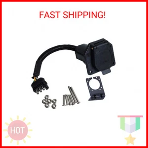 4 Flat to 7 Blade Trailer Light Adapter, Wiring Reverse Plug Connector with Moun - Picture 1 of 2