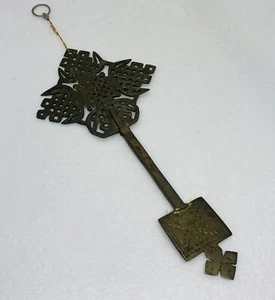 "Cruz de mano de latón sacerdote ortodoxo etíope vintage 12"" oración cristiana copta 21" - Imagen 1 de 8