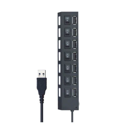 Hub usb 2.0 7 porte moltiplicatore sdoppiatore per pc notebook con interruttori - Immagine 1 di 2
